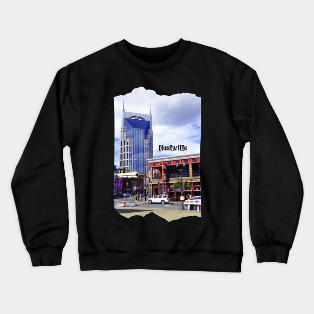 Cool photography of city Nashville Tennessee skyline sunset sky USA city break Crewneck Sweatshirt by BoogieCreates